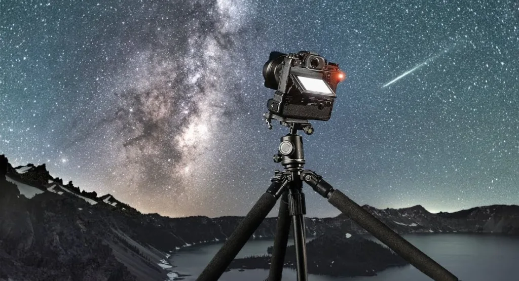 Camera setup for photographing Geminids meteor shower