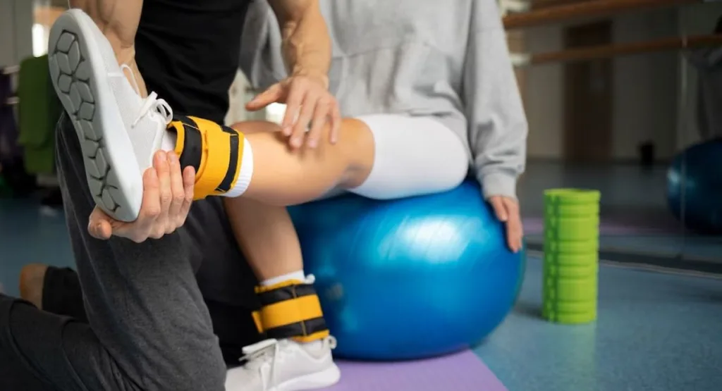 athlete knee injury rehabilitation physical therapy session